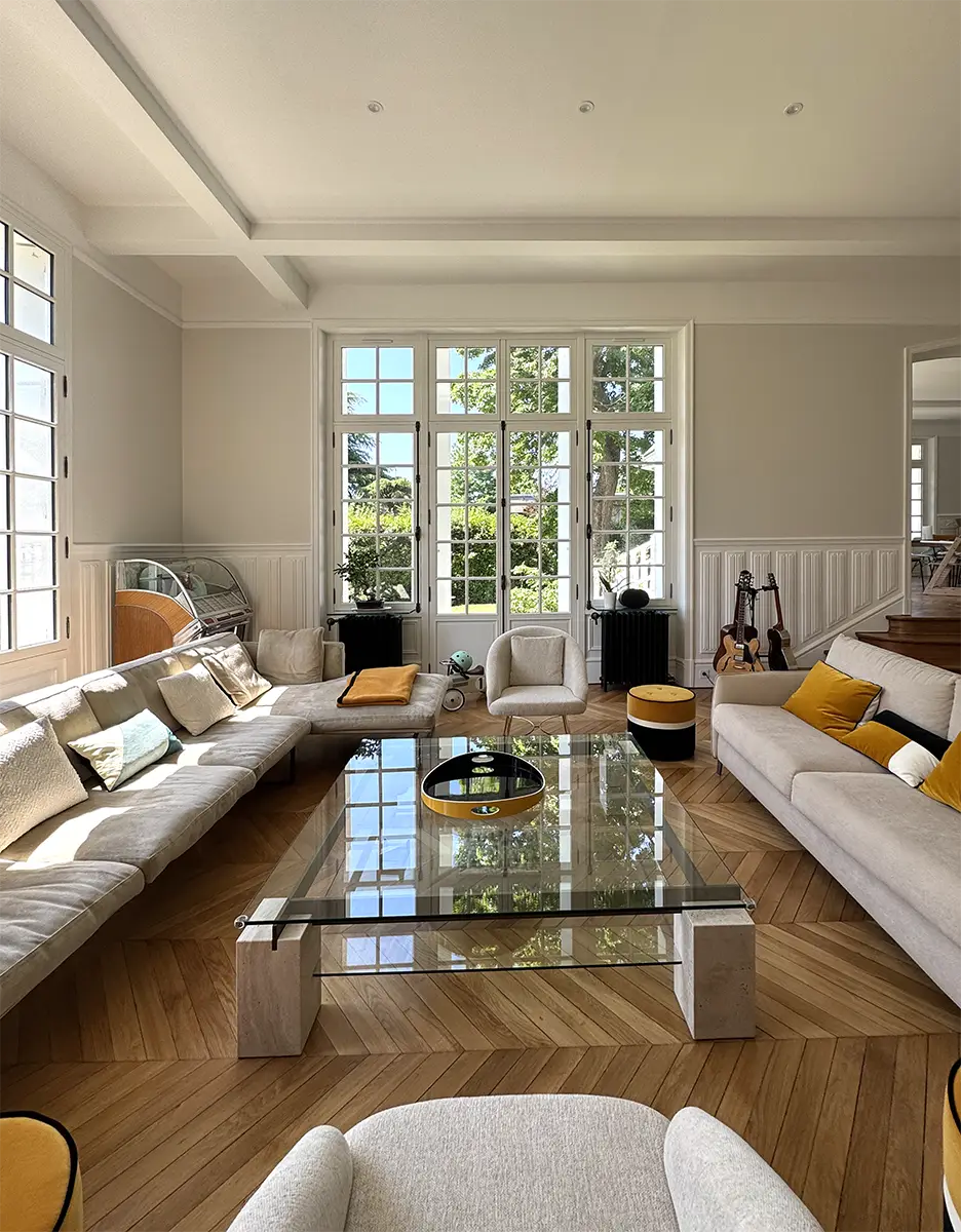 salon villa anglo normande rénovée